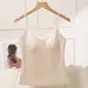 Camisola Longa Estilo Sutiã de Cetim com Acabamento Sem Costura, Push-Up, Bojo Fixo para Mulheres com Almofadas no Peito, Não Precisa Usar Sutiã