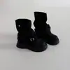 Fivela de Cinto de Nicho Botas de Equitação Plissadas Emagrecedoras para Mulheres Moda Outono e Inverno 2025 Estilo Britânico Botas de Moda Meia-Panturrilha Melard