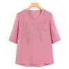 Tops Frescos de Verano para Mujeres de Mediana Edad y Mayores, Nuevo Estilo 2026 Camisetas Finas Bordadas para Abuelas, Ropa Casual para Mujeres