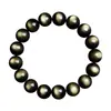 Pulsera de Cuentas Redondas de Obsidiana Natural Jiu Ya Crystal Ojo Doble Brillo Dorado Obsidiana Negra con Ojos Dorados Pulsera de Cuentas Sueltas Personalización de Fábrica