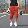 Punto al por mayor overol suelto para hombre multibolsillos pantalones cropped lavados para exteriores talla grande pantalones sueltos de 7 puntos