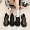 Mocasines populares para mujer 2026 otoño nuevo suela gruesa que aumenta la altura estilo británico slip-on zapatos de cuero zapatos simples JK