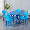 Juego de Mesa y Sillas de Plástico para Puesto de Comida, Puesto de Barbacoa al Aire Libre, Mesa Redonda para Antojos Nocturnos, Silla con Respaldo, Mesa y Sillas Sencillas e Informales para Playa