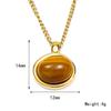 Nuevo Collar Ovalado de Piedra Ojo de Tigre de Lujo Accesible Otoño e Invierno para Mujer Acero de Titanio Joyería de Nicho Maillard de Alta Gama 18K Venta al por Mayor