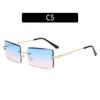 Nuevas Gafas de Sol de Moda Europea y Americana sin Montura, con Acabado de Recorte, Cuadradas, Degradadas Multicolor, para Mujer, Gafas de Sol de Moda Transfronteriza