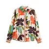 Comercio Exterior 2026 Verano Nuevo Estilo Europeo y Americano Moda Femenina Casual Holgada Estampado Floral Satén de Seda Camisa 1165152