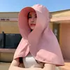 Sombrero de ala ancha para protección solar para mujer, Chal de protección solar UV de verano, Protección para cuello y cara, Sombrero de pescador, Sombrero de sol plegable