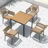 Juego de mesa y sillas de exterior con sombrilla para patio, jardín de villa, sillas de ratán, ocio al aire libre, impermeable y resistente al sol, combinación de exterior