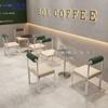 Tienda de té con leche de celebridades de Internet, tienda de postres, cabina de pared de acero inoxidable, sofá, mesa de café de estilo industrial, combinación de banco y silla.
