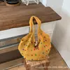 Bolsa de Ombro Estilo Preguiçoso para Ir ao Trabalho na Beira-Mar para Mulheres, Bolsa de Palha para Férias para Mulheres, Bolsa Tote Casual Grande Capacidade de Verão, Bolsa de Ombro