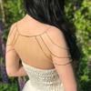 Cadena de cuello versátil y sencilla con personalidad transfronteriza de Europa y Estados Unidos, cadena de garra multicapa con borlas sexys, cadena corporal con diamantes para mujer