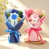 Ramo de rosas puntiagudas de lana tejido a mano, flores artificiales tejidas, regalo transfronterizo para el Día de San Valentín, flores artificiales al por mayor