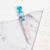 Caneta Esferográfica Dez Cores Cabeça de Desenho Animado Venda Quente Menina Fofa Caneta Retrátil Colorida para Diário Papelaria Colorida de Alto Valor