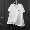Camiseta de Verano 2026 Estilo Japonés Cuello Redondo Manga Corta para Mujer Versátil Color Sólido Top de Media Manga Al Por Mayor