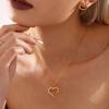 Collar de Clavícula Xinyixin Doble Capa Dopamina Piedra Natural Corazón Letra Acero Inoxidable Lujo Ligero Joyería Transfronteriza Europea y Americana