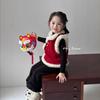 Colete Vermelho Ankola Novo Chinês Antigo Aconchegante com Forro de Lã Colete de Ano Novo Cheongsam Infantil Novo
