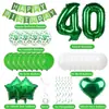 Conjunto de balões verde e branco com tema de floresta para 18º aniversário transfronteiriço, faixa de aniversário colorida em blocos, balões metalizados de número, decorações para festa de maioridade