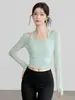Top de malla de otoño de alta gama de dos piezas falsas para yoga, camiseta atlética de manga larga para correr, fitness y entrenamiento de Pilates, para mujer