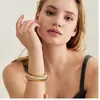 Pulseras Europeas y Americanas de Aleación Transfronterizas para Mujer, Moderno Diseño Geométrico, Grabado Digital Personalizado de Alta Gama, Joyería Versátil de Lujo Ligero