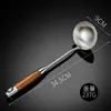 Cabo de Jacarandá Aço Inoxidável 304 Colher Grande para Sopa Cabo Longo Colher Anti-Escaldante para Cozinha Doméstica Servir Sopa Mingau Arroz Ensopado Colher de Cozinha