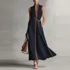2026 Nuevo Diseño Patchwork de Estilo Transfronterizo con Colores Contrastantes, Elegante y con Estilo Vestido Largo sin Mangas para Mujer