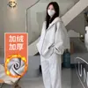 Sudadera con capucha para mujer, Otoño e Invierno 2025, Nueva, Coreana, Casual, Cremallera, Gris Hierro, Holgada, Top de longitud media