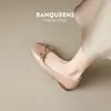 Sapatos femininos de salto baixo estilo novo para a noite, com salto grosso, coleção outono 2026, apresentando um design de laço francês, bico quadrado e abertura rasa