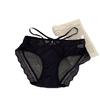 Deseo Puro Sexy Cintura Pequeña Ropa Interior de Encaje Fino Ropa Interior de Lujo Ligero para Mujer Tirantes de Satén Malla Transpirable Calzones de Cintura Media para Mujer