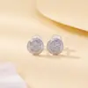 Pendientes de botón redondos con diamantes completos de plata de ley S925 Yuebao Jewelry, Frescos y Únicos, Lujo Ligero, Versátiles, Estilo para el día a día, Pendientes Elegantes al por Mayor