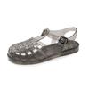 Sandalias de punta cerrada para mujer, zapatos transparentes de color sólido con agujeros, nuevas sandalias planas transpirables y huecas para uso exterior informal de primavera y verano