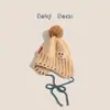 Gorro de Bebé Otoño e Invierno Lindo Bola de Pelo Doble Capa Engrosado Tejido Versátil para Bebé Súper Lindo Cálido Lana de Navidad
