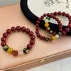 Pulsera de Cuentas de Cinabrio Transferencia Dios de la Riqueza Quíntuple Arena Dorada Púrpura Pulsera Año de la Serpiente Pulsera de Ágata Natural Regalo