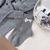 Calcetines Coreanos Nuevos de Principios de Otoño 2025 con Lazo, Calcetines Lindos Casuales Ins de Media Pantorrilla para Mujer, Calcetines de Hilo Sin Costuras