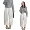 Feito sob medida, estilo novo de 2026, calça popular deste ano de perna larga, corte curvo, bom caimento, comprimento cropped, perfeita para o outono