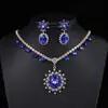 Traje estilo europeo nueva tendencia de moda collar de círculo verde claro pendientes cadena para clavícula con flor y temperamento