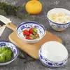 Melamina azul e branco porcelana tigela pequena fast food tigela de arroz e sopa plástico panela quente tigela de molho para tempero tigela de imitação de porcelana tigela quadrada louça
