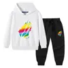 Nova coleção outono/inverno 2023 roupas infantis transfronteiriças conjunto de duas peças para bebê com capuz, suéter e calça, algodão, manga longa