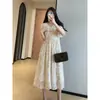 Vestido Midi Estilo Pastoral Francés con Estampado Floral 3D y Cintura Ceñida para Adelgazar Vestido con Cuello en V para Mujer 2026 Nuevo H072501