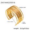 Collar Pulsera Anillo de Acero Inoxidable Exagerado Bañado en Oro de 18 Quilates Real Envuelta a Mano Cepillada Estilo Europeo y Americano Set de Joyería