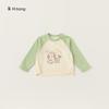 Tops de Otoño para Niñas, Camisetas Básicas con Mangas Raglán de Bloques de Color y Camisetas Interiores de Manga Larga Estampadas para Niños