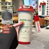 Taza Termo de Bádminton a la Moda, Taza de Agua Deportiva Personalizada con Popote, Taza de Café con Doble Boquilla para Hombres y Mujeres, Gran Capacidad, Alto Valor Estético