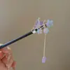 Novo Grampo de Cabelo Flor Borboleta Estilo Chinês, Grampo de Cabelo Estilo Antigo, Acessórios de Cabelo com Franjas para Mulheres, Grampo de Cabelo de Madeira, Acessórios da Dinastia Han, Penteado Super Fada