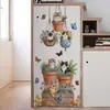 BRUP estilo pastoral cesta colgante planta en maceta gatito pegatina de pared planta verde floral vintage pegatina de gato HS5687Q