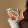 Pinza de Plátano con Lazo de Lunares de Satín de Alta Gama, Pinza para el Cabello Dulce y Femenina para la Parte Posterior de la Cabeza, Pasador de Textura de Alta Calidad