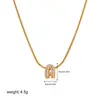Collar con Letra Inglesa de Oro de 18 Quilates Lujo Ligero Letra Incrustada con Circonita Colgante de Letra Burbuja Joyería de Moda Transfronteriza