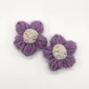 Flor pequeña tejida a mano 4CM pompón de lana flor para accesorios de ropa bolsa pinza para el pelo accesorios broche flor de ganchillo diy