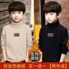Y2018 # Nova Camisa de Meia-Gola para Meninos Outono e Inverno Camiseta Térmica para Crianças Top de Veludo para Bebê Menino