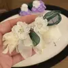 Aretes de Tela de Perlas con Borlas de Flores Estilo Hada Explosiones de Verano Estilo Pastoral Nicho Elegantes Exagerados para Mujer