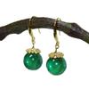 Alta calidad redondo calcedonia verde natural gancho para la oreja colgante Joker clásico pendientes de calcedonia verde fábrica venta al por mayor moda nuevo