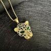 Collar con colgante de cabeza de leopardo con diamantes chapados en oro y acero de titanio para joyería de hip hop HIPHOP entre Europa y Estados Unidos.